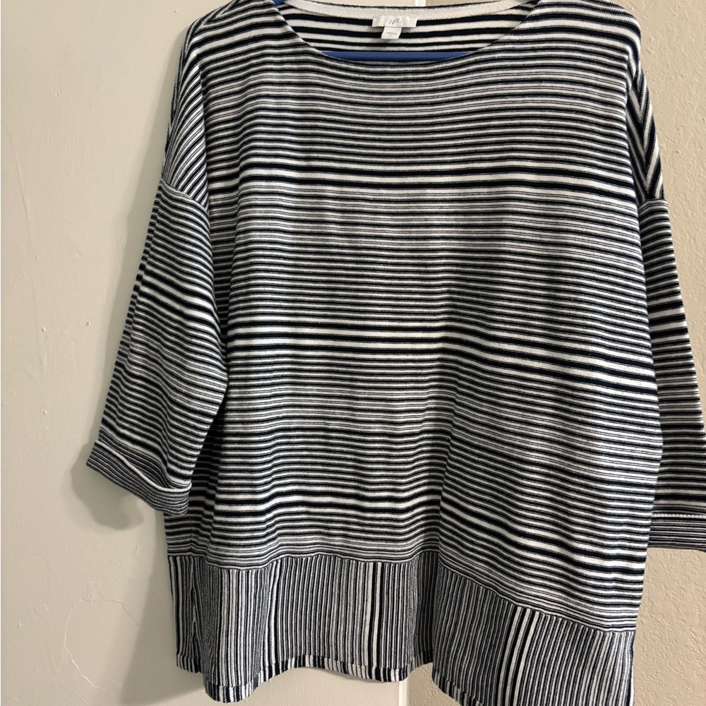 J. Jill Black & White Striped Relaxed Knit Pullover #7